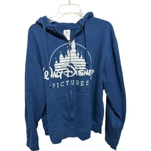 Walt Disney Pictures Blue Hooded Sweatshirt Full Zip Jacket Unisex Size XL Parks